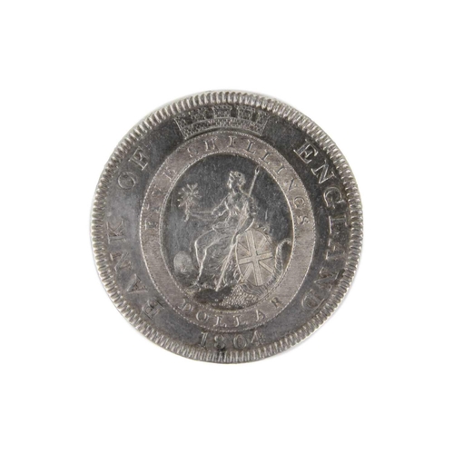 199L - George III emergency coinage A 5 shilling / 1 dollar 1804 silver coin reverse EF, obverse VF-EF