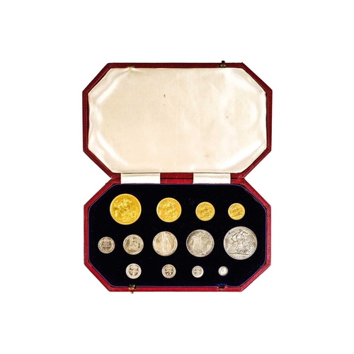 199R - Royal Mint 1902 Cased proof coin set including Maundy A bright proof 1902 Royal Mint set of five coi... 