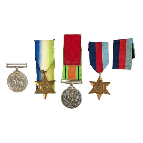 207 - WWII group of five medals Atlantic Star, 1939-45 Star, Defence Medal, War Medal and 8th Army Entry i... 