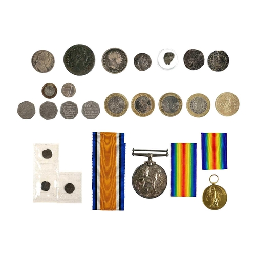 209 - First World War medals plus hammered and other (including decimal coinage) Comprising: 1: First Worl... 