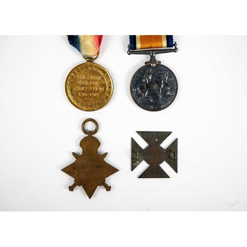 212 - WWI medals 1914/15 trio, Death Plaque and scroll, RNR Cornwall interest A 1914/15 Star, War medal an... 