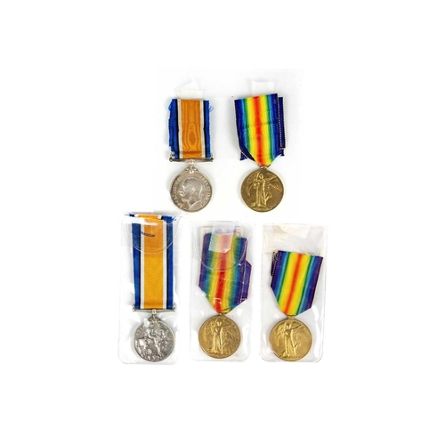 214 - GB First World War Medals (x5) Comprising: 1: Pair awarded to DVR. J. Fraser R.A. 2: War medal award... 