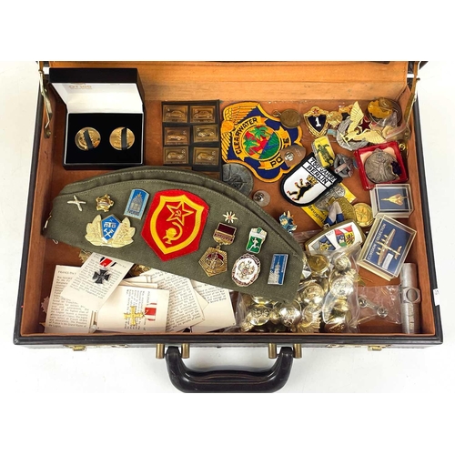 220 - Medallions, Badges etc - a large quantity Comprising: a handled case and a wooden box containing a l... 