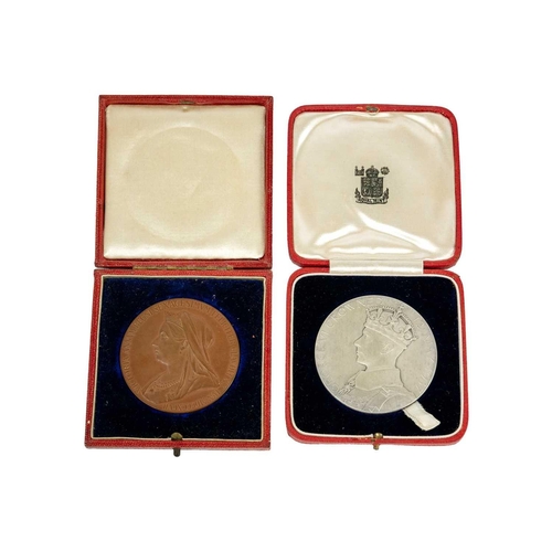 222 - Royal Mint Official large size Royalty Medallions (x2) Comprising: 1: 1897 Bronze Queen Victoria Dia... 