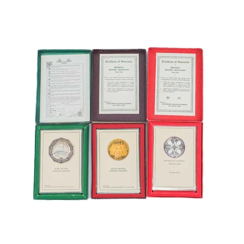 229 - Rhodesia boxed historical silver and bronze commemorative medallions etc Comprising: Matthews Manufa... 