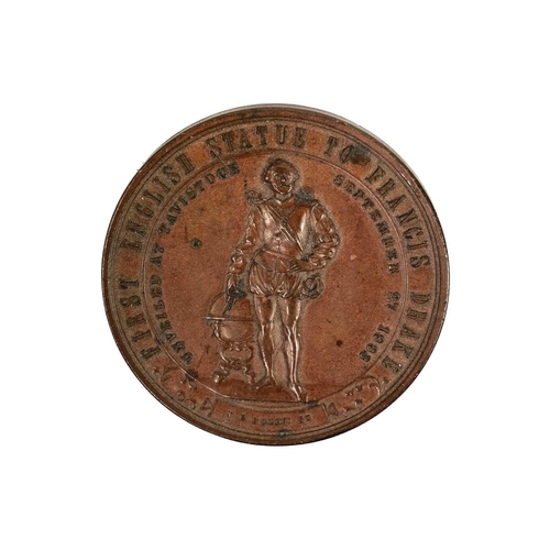 233 - Tavistock - Devon interest - 1883 Un-veiling of Sir Francis Drake Statue Medallion A bronze 5.5cm di... 