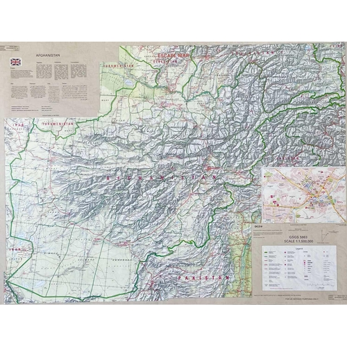 240 - Large Afghanistan Escape Map A MOD 2001 Afghanistan double sided escape map printed on silk/fabric m... 