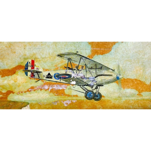 242 - Military Coldstream Guards and Hawker Aeroplanes artwork (x2) - total 3 items Comprising: 1: Signed ... 