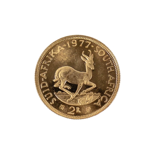 25 - South Africa gold 2 Rand 1977 A A unc / proof 1977, 7.9gm 0.900 gold 2 rand coin