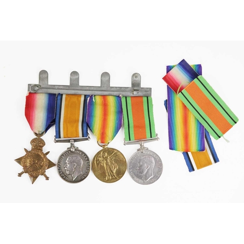 250 - WW1 1914-1915 Trio plus WW2 Defence Medal - Canadian Motor Machine Gun Brigade Four medals awarded t... 