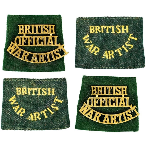 259 - Rare British Official War Artist Shoulder titles Comprising: 1: A pair of brass 