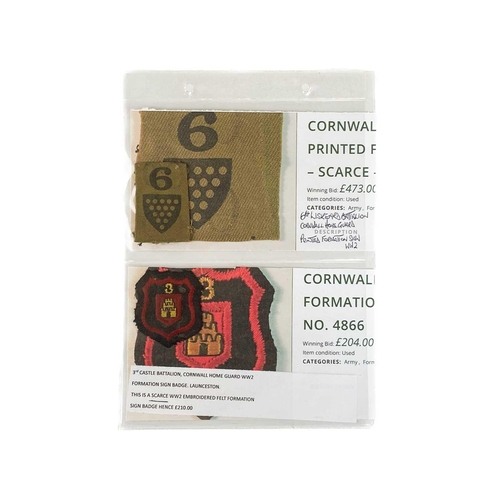 261 - Unusual collection of Cornwall World War 2 Home Guard patches / fliers (x7) Comprising: A rare set o... 