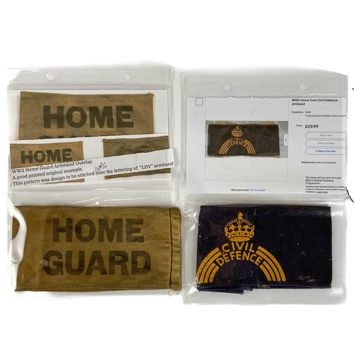 264 - World War 2 Home Guard and Civil Defence Armbands Comprising: 1: A 