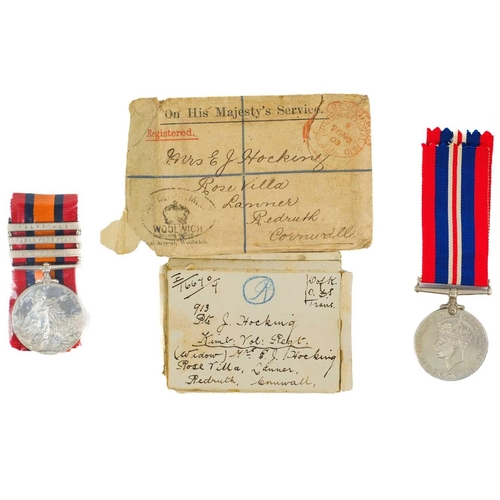 266 - Queens South Africa medal three bars including Defence of Kimberley A QSA medal with three bars, Tra... 