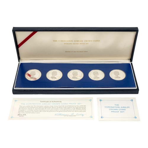 31 - Sterling Silver Proof Crown Sized British Commonwealth 1978 Silver Jubilee coins (x5) Comprising a c... 