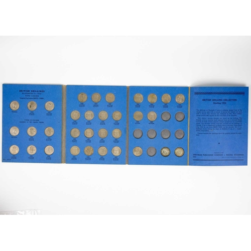 44 - GB pre 1920 and pre 1947 silver and later coins collections in five Whitman folders Comprising: 1: S... 