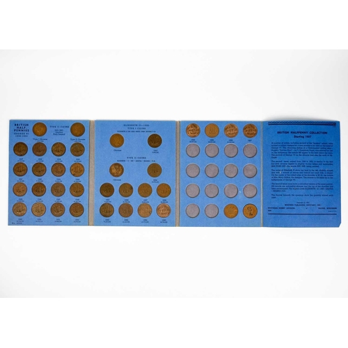 45 - GB pre-decimal farthings to three pence brass coins in nine Whitman Folders Comprising: 1: Brass 3d:... 