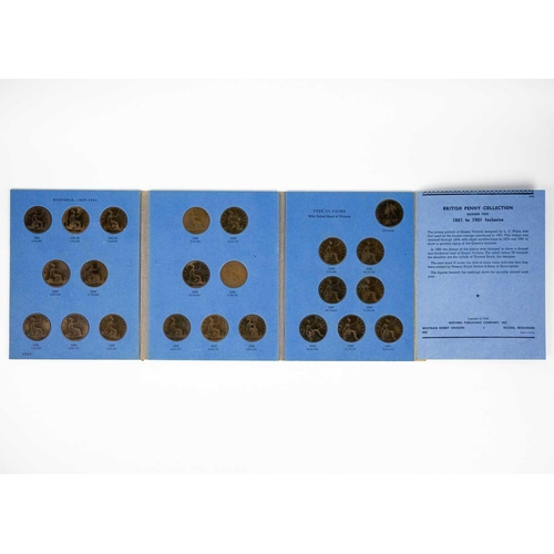 45 - GB pre-decimal farthings to three pence brass coins in nine Whitman Folders Comprising: 1: Brass 3d:... 