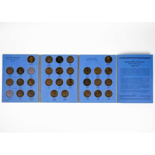 45 - GB pre-decimal farthings to three pence brass coins in nine Whitman Folders Comprising: 1: Brass 3d:... 