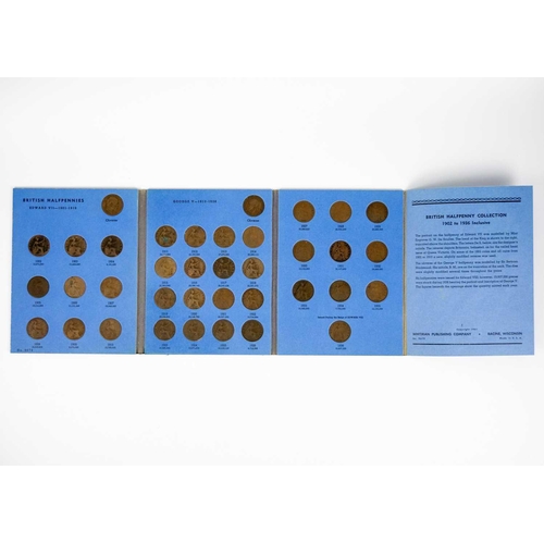 45 - GB pre-decimal farthings to three pence brass coins in nine Whitman Folders Comprising: 1: Brass 3d:... 