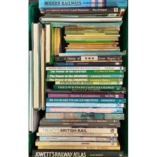 608 - Railway books - various subjects - 103 in total Comprising: 1: Green plastic tray containing 46 vari... 