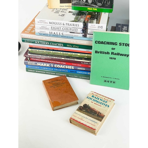 609 - Railway Books - Various subjects - 52 hardbacks and 35 magazine style paperbacks Comprising: 1: A ba... 