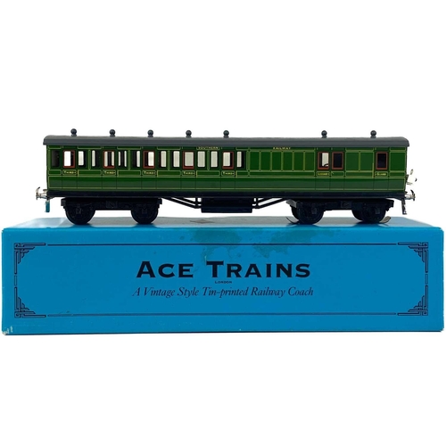 616 - O Gauge Ace Trains Southern Railway Tin printed boxed C1 Brake Coach Comprising a Southern Railway 3... 