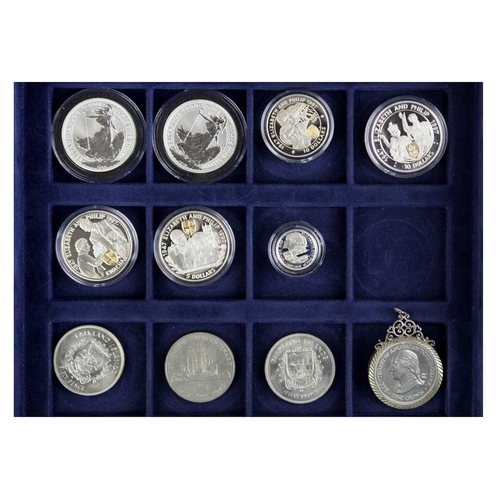 63 - Silver proof crown size / Britannia and coins Comprising sterling or better grade silver proof coins... 