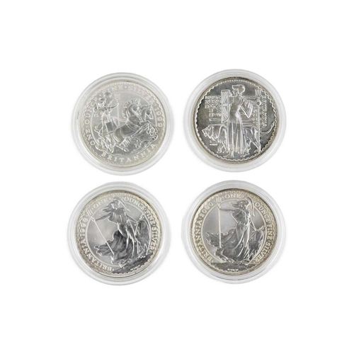 65 - GB proof silver 1 ounce Britannia Coins (x4) Comprising: encapsulated 1998, 1999, 2000, 2001 proof s... 