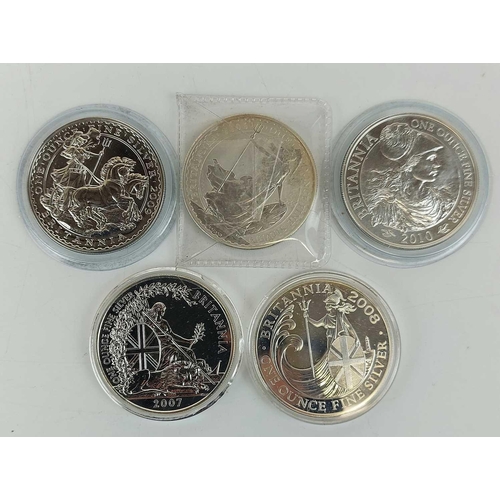 67 - GB proof silver 1 ounce Britannia coins (x5) Comprising: 2006, 2007, 2008, 2009, 2010 proof silver 1... 