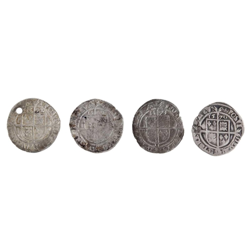 95 - Elizabeth I hammered 6ds x4 Four dated coins, all worn, one holed but in collectable condition 1570 ... 