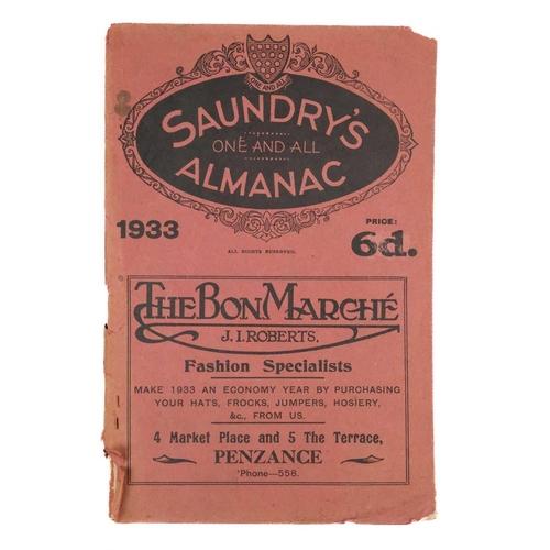 111 - (Penzance and St Michael's Mount) Nine works. 'Saundry's One and All Almanac,' printed card wraps de... 