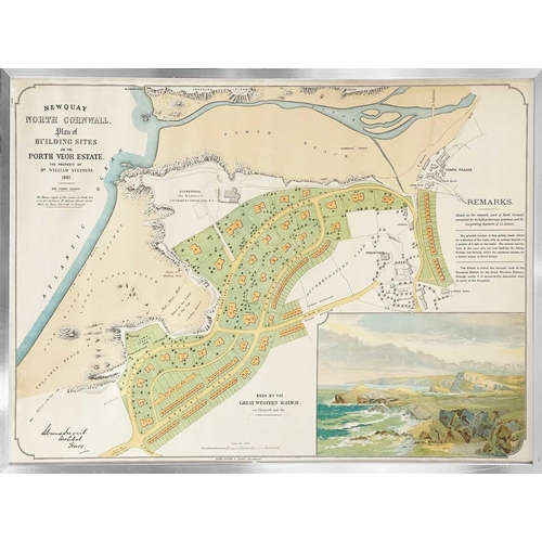 131 - Newquay, North Cornwall Plan Of The Building Sites on the Porth Veor Estate, 1881 The property of Mr... 