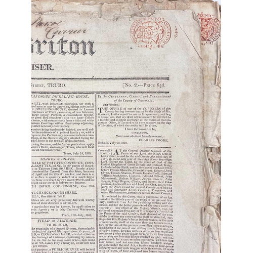 137 - 'The West Briton and Cornwall Advertiser,' No.2 Friday the 27th of July and No.3 Friday August the 3... 