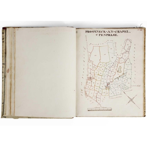 148 - (Important Cornish manuscript) 'Plans of the whole Parish of Sithney, in Cornwall. 1824' MS survey o... 