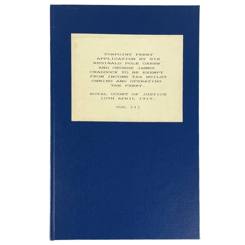 156 - Torpoint Ferry Interest. Carew-Pole Papers Correspondence, plans, surveys etc for a new ferry, 1893-... 