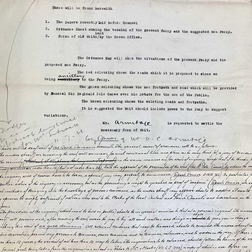 156 - Torpoint Ferry Interest. Carew-Pole Papers Correspondence, plans, surveys etc for a new ferry, 1893-... 