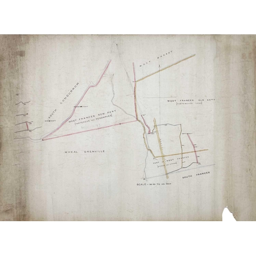 161 - 'Mines on The Great Flat Lode, Camborne, Cornwall' A 19th century plan With colour key showing Great... 