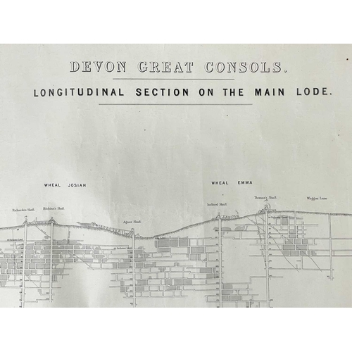 162 - 'Devon Great Consols. Longitudinal Section on the Main Lode,' Kell Brothers Lithographers Showing Wh... 