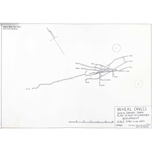 163 - Botallack Mine, St Just, Cornwall.  Facsimile prints. Surveys and plans Wheal Owles Plan & Longitudi... 