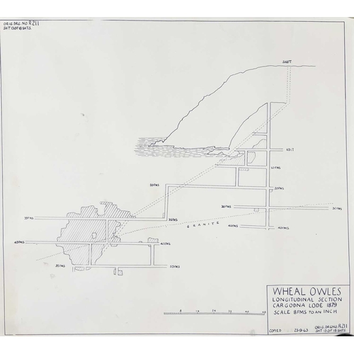 163 - Botallack Mine, St Just, Cornwall.  Facsimile prints. Surveys and plans Wheal Owles Plan & Longitudi... 