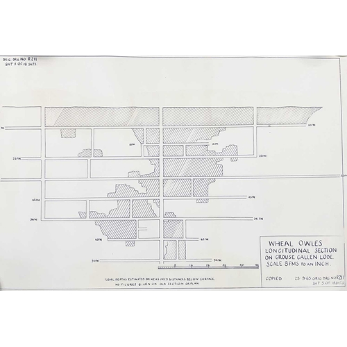 163 - Botallack Mine, St Just, Cornwall.  Facsimile prints. Surveys and plans Wheal Owles Plan & Longitudi... 