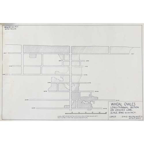 163 - Botallack Mine, St Just, Cornwall.  Facsimile prints. Surveys and plans Wheal Owles Plan & Longitudi... 