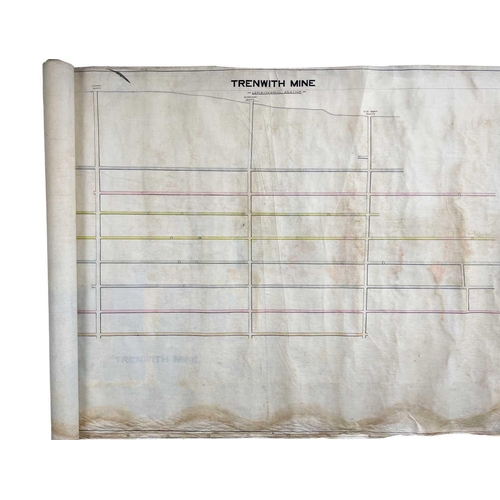 164 - 'Trenwith Mine, St Ives,' Surveys and maps by Leonard Hawkey, 1911. Hand drawn cross sectional surve... 