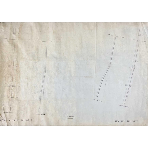 164 - 'Trenwith Mine, St Ives,' Surveys and maps by Leonard Hawkey, 1911. Hand drawn cross sectional surve... 