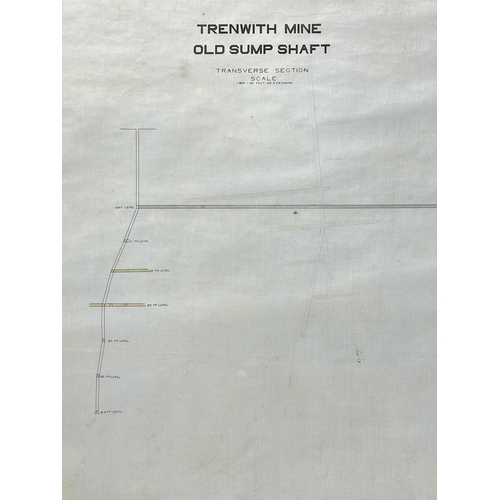 164 - 'Trenwith Mine, St Ives,' Surveys and maps by Leonard Hawkey, 1911. Hand drawn cross sectional surve... 