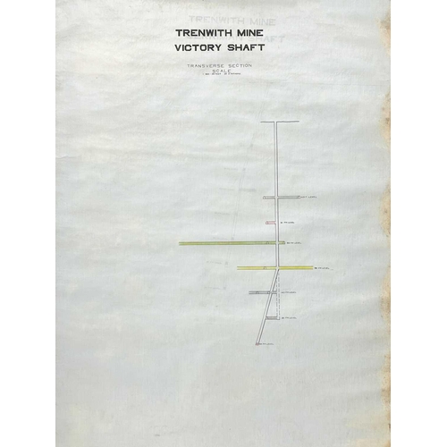 164 - 'Trenwith Mine, St Ives,' Surveys and maps by Leonard Hawkey, 1911. Hand drawn cross sectional surve... 