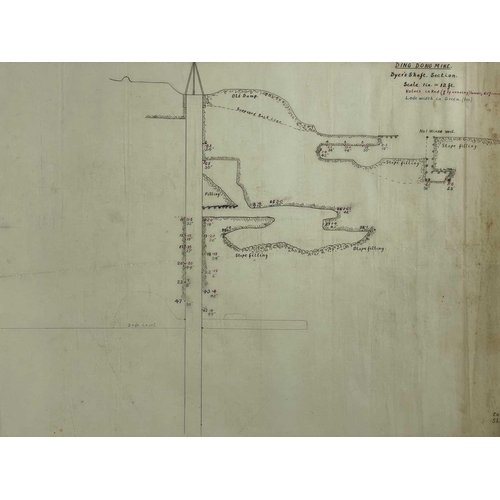 165 - 'Ding Dong Mine, Tavistock,' Hand drawn cross sectional of Dyers Shaft on tracing paper, scale 1 inc... 