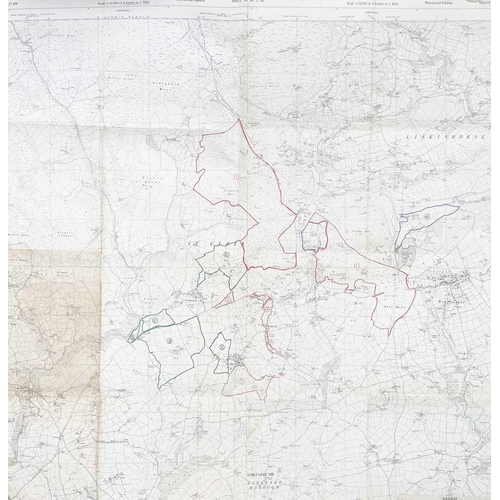 173 - A collection of OS maps and admiralty charts. All rolled, including; Admiralty Chart, 1930, “Chine S... 