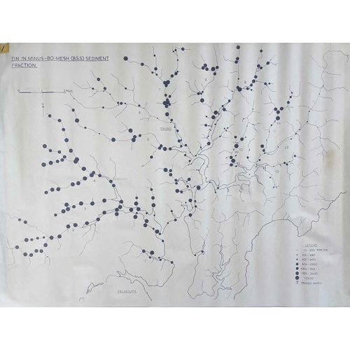 178 - Tin and Copper measurements from the river Fal.  Obtained from panned samples. Three numbered charts... 